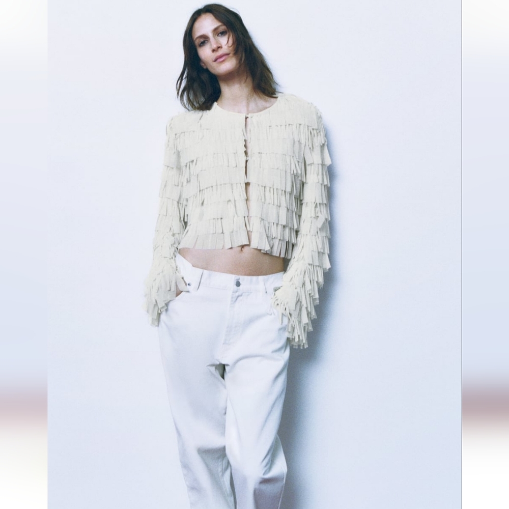 BNWT! Zara fringed tulle jacket